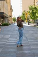 Rora Bodysuit in animal print and olive green by Aravella's Wardrobe