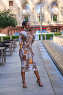 Rora Midi Skirt Set in animal print and olive green by Aravella's Wardrobe