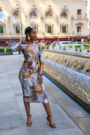 Rora Midi Skirt Set in animal print and olive green by Aravella's Wardrobe