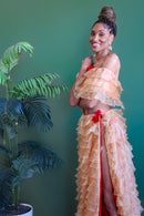 Rose Golden Slit Skirt Set, handcrafted by Aravella's Wardrobe
