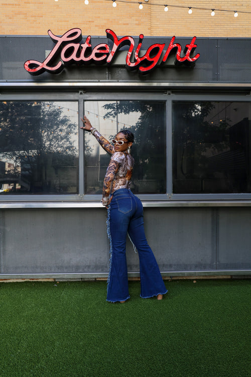 Rora Bodysuit in animal print and olive green by Aravella's Wardrobe
