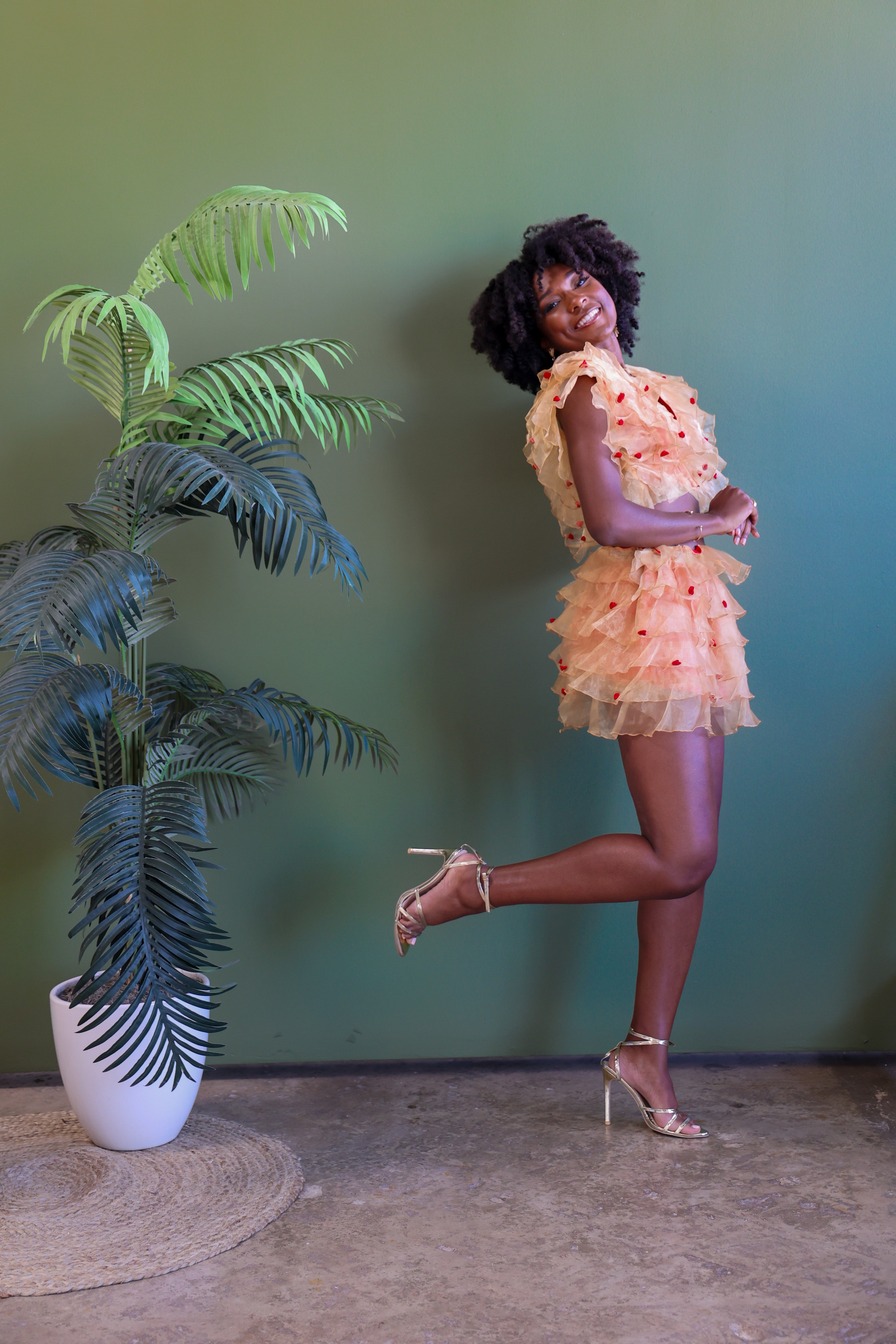 Rose Golden Skirt Set, handmade two-piece by Aravella's Wardrobe