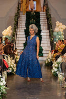 Bluebonnet La Dress in midnight navy organic lace by Aravella's Wardrobe